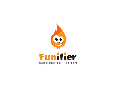 FuniFier character design face fier fun game gamification platform logo orange smile