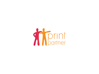 Print Partner friends hug human logo design people printing house