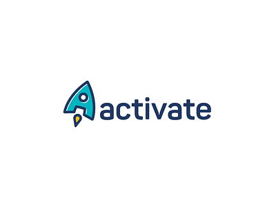 Activate application arrow icon logo design rocket