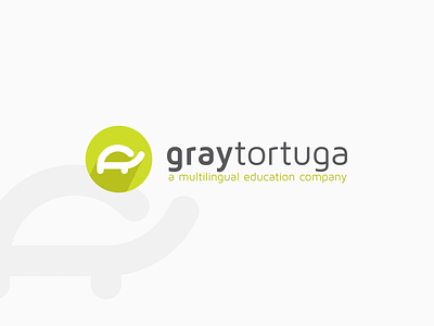 Logo design for GrayTortuga Education Center circle creative education gray langage learning lime minimalistic modern school tortuga turtle