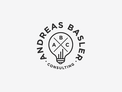 Logo design for Andreas Basler Consulting Company abc hipster light bulb logo design minimalistic