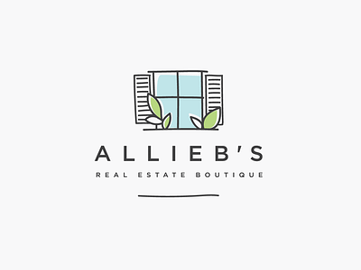 Logo design for ALLIEB'S REAL ESTATE BOUTIQUE boutique logo design real estate vintage window