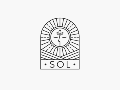 Logo design for SOL calm relaxing minimalistic lineart modern landscape window fields plant grow food art sun harvest farm nature