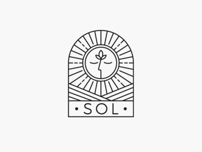 Logo design for SOL art calm farm fields food grow harvest landscape lineart minimalistic modern nature plant relaxing sun window