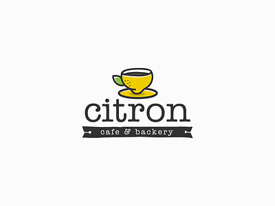 Logo Design for Citron Cafe & Backery backery cafe citron citrus coffee cup fresh fruit lemon logo logo design logotype restaurant vintage yellow