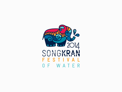 Logo Design for SongKran Water Festival 2014 animal colorful elephant festival logo logo design logotype water water festival