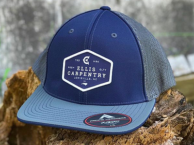 Ellis Carpentry Trucker Hats branding c carpenter carpentry e hat identity logo logo design monogram patch trucker hat woodworking