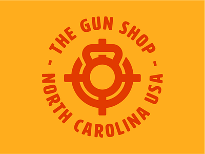 The Gun Shop Logo branding crosshairs gun gym identity kettlebell logo logo design mark thick lines