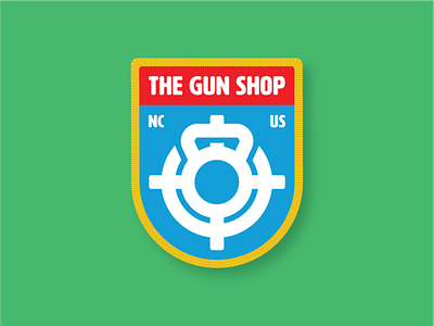 The Gun Shop Patch gym logo icon kettlebell logo logo design logo design branding patch patches thick lines workout