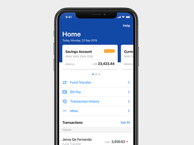 Banking app home bank bank app bank srilanka banking banking app banking dashboard banking ui bankingapp banks finance financial fintech fintech app home home screen ios ios app ios app design product design srilanka