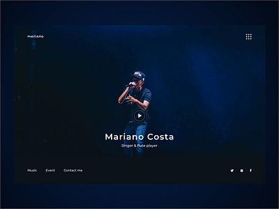 A Musician Web Concept album artist flute minimal minimalist music music album music artist musician singer ui ux design web design