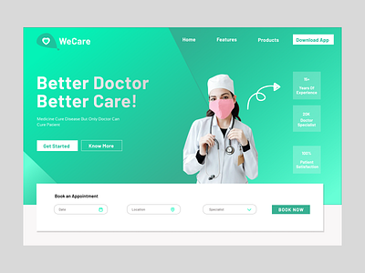 WeCare Hospital UI adobe xd design figma illustration typography ui ux