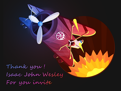 Thank you Isaac John Wesley! aeroplane dribbble invitation thank
