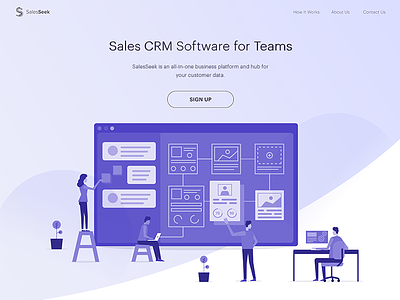 Agency Landing Page - WIP automation crm dashboard illustration marketing minimal process purple sale software team ui