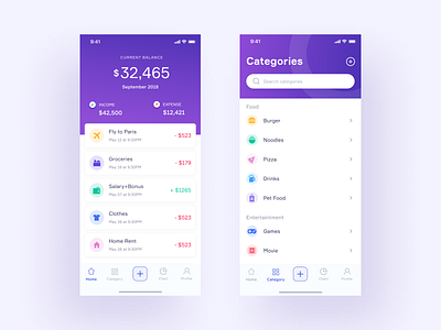 Expense Tracker app apple clean course dashboard design expense google icon ios minimal money online purple tracker typography ui ux vector visual