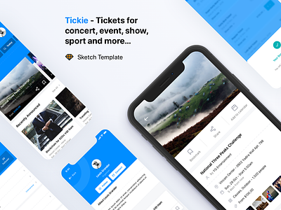 Tickie - Event & Conference Tickets Apps Sketch Template business concert conference congresses design system event exhibition organizer schedule seminar sketch template tickets workshop