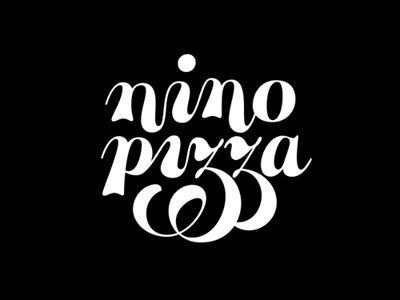 Nino Pizza branding calligraphy flourishes food freestyle hand drawn identity italic lettering logo pizza swash swashes