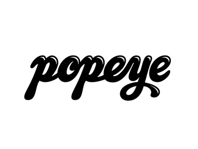 Popeye bold branding flourishes freestyle hand drawn heavy identity italic lettering logo script swash swashes