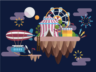 Floating Island "Amusement Park" amusement park fireworks floating island fun zeppelin
