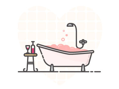 Lovey-dovey bath bathtub bubbles chill love romantic valentines day wine