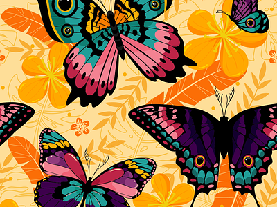Butterflies butterflies butterfly colombia colors design digital art flowers illustration natural print vector yellow