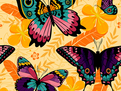 Butterflies butterflies butterfly colombia colors design digital art flowers illustration natural print vector yellow