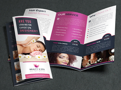 Beauty & Spa Tri-Fold Brochure. pedicure skin spa spa brochure template tri fold