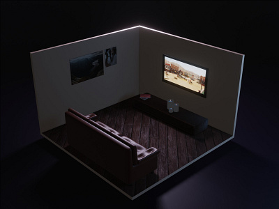 3D Room 3d blender cozy evening room tv