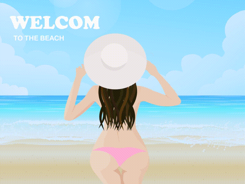 The beach animation beach girl sea summer