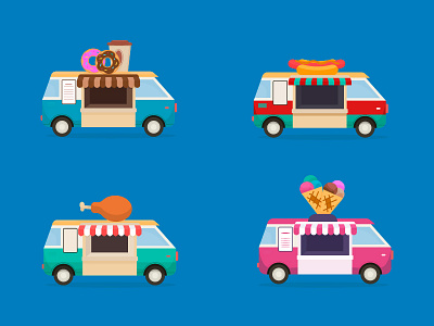 Food truck cartoon food illustration summer truck vector