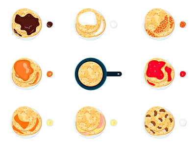 Traditional Russian pancakes with ingredients food illustration ingredient pancakes russian traditional vector