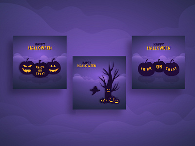 Happy Halloween postcard art banners graphic design halloween illustration postcard vector