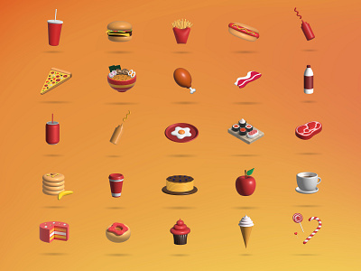 3D Food icons collection 3d design food graphic design icon illustration