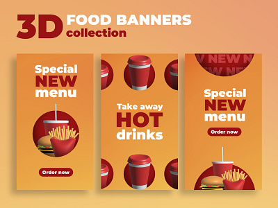 3D Food Banners 3d banners food graphic design icon illustration post web