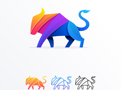 abstract bull illustration logo design