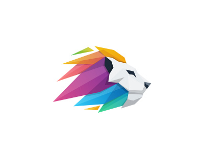 abstract lion head illustration logo design
