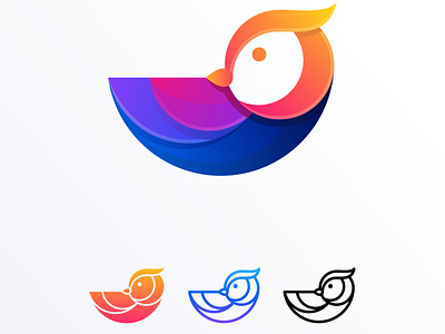abstract owl full color illustration logo design