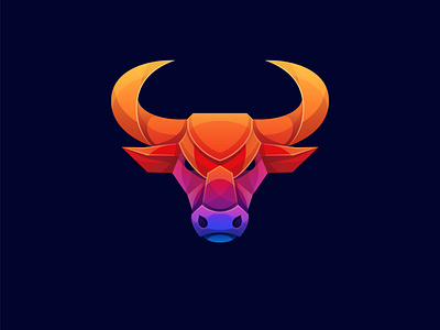 bull colorful vector logo design template