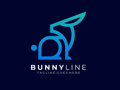 bunny colorful line art grid shape logo design
