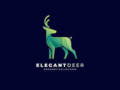 deer color geometric logo design premium template