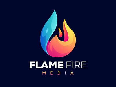 flame fire gradient colorful logo design template