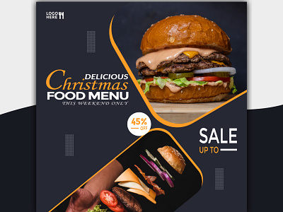 Food burger Social Media Post Banner graphic design logo ui