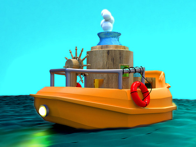 cartoon boat c4d cinema 4d illustration modeling persian seeyad