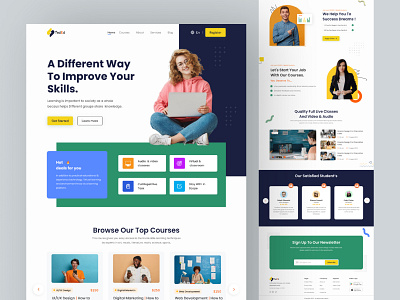 E-Learning Platform Website. class clean design e learning edtech education education platform landing page minimal modern online course online platform teaching technology ui design uiux web web design website whitespace