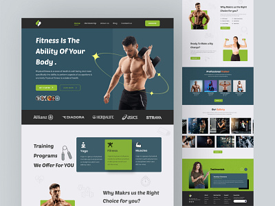 Fitness Landing Page bodybuilding clean dribbble2022 exercise fitnes fitness landing page gym landing page meditation minimal personal trainer physical activity popular uiux uiux mahmodul web web3 website workout yoga