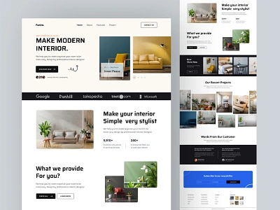 Interior Landing page Design architecture bedroom clean furniture furniture landing page home decoration home page homedecor interior agency interior landing page interiors landing page living room nterior design property restroom ribbble uiux website website design