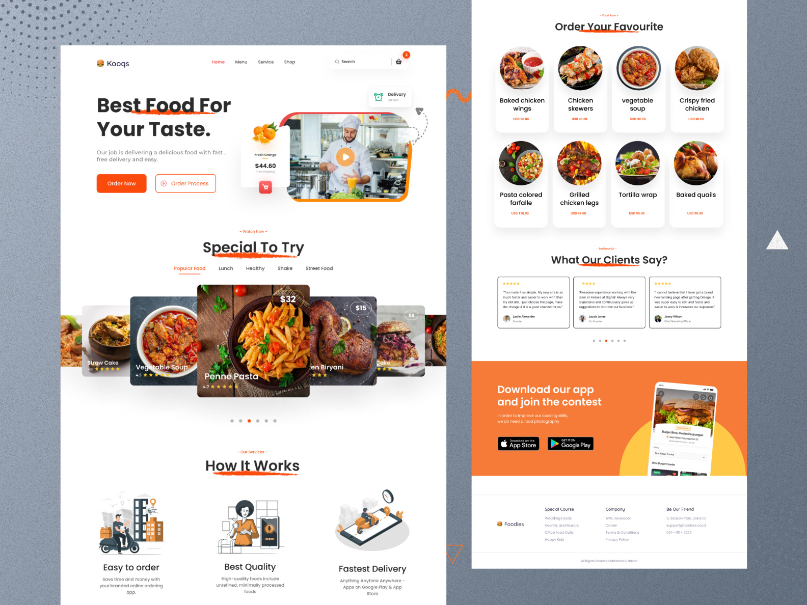 Food Restaurant Landing Page Design by Mahmodul Hasan on Dribbble