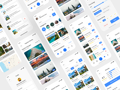 Traveltor - Travel App UI Kit app design clean flight app flight booking hotel app mobile ui kit travel travel agency travel landing page travel service traveling ui uikit vacation