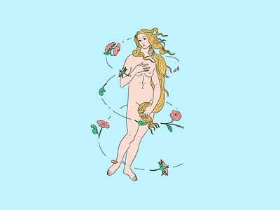 Venus illustrata art botticelli flowers illustration venus