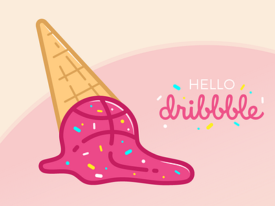 Hello Dribbble! cream debut hello ice illustration